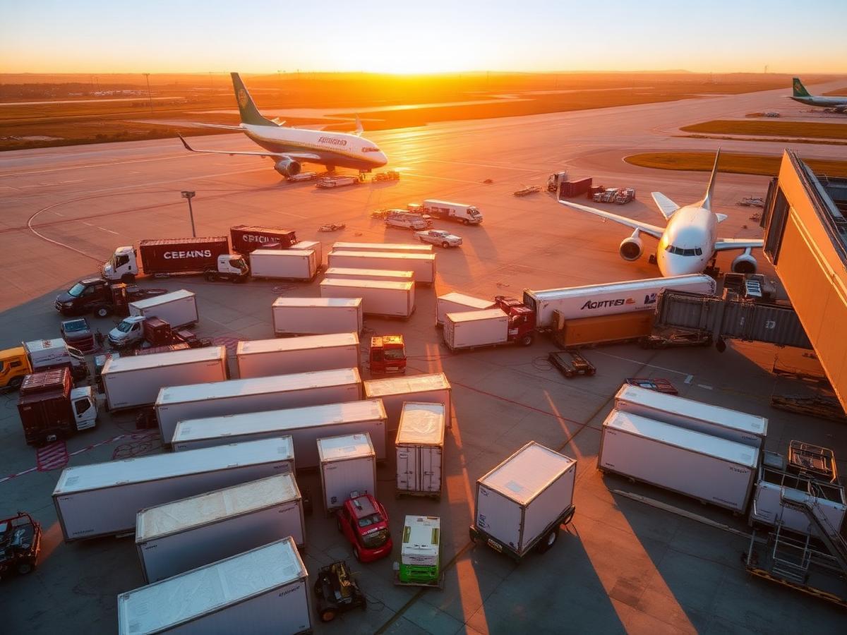 Cargo logistics at sunset